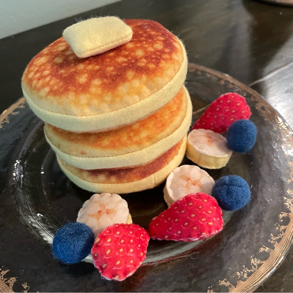 Felt Food Pancake Breakfast Fruit Brunch for Play or Prop Fake Faux Decoration - Picture 3 of 8